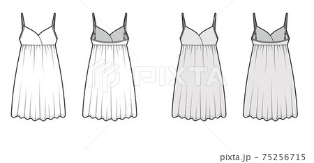 Babydoll dress Sleepwear Pajama technical fashion illustration with mini length, oversized, adjustable shoulder straps Babydoll dress Sleepwear Pajama technical fashion illustration with mini length, oversized, adjustable shoulder straps 75256715