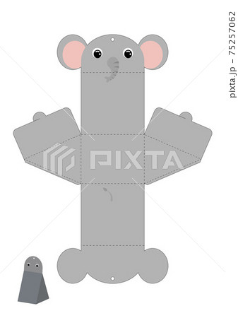 Party favor box elephant design for sweets, candies, presents. Packaging die cut template, great for any purposes, birthdays, baby showers. Editable blueprint layout with cutting and scoring lines. Party favor box elephant design for sweets, candies, presents. Packaging die cut template, great for any purposes, birthdays, baby showers. Editable blueprint layout with cutting and scoring lines. 75257062