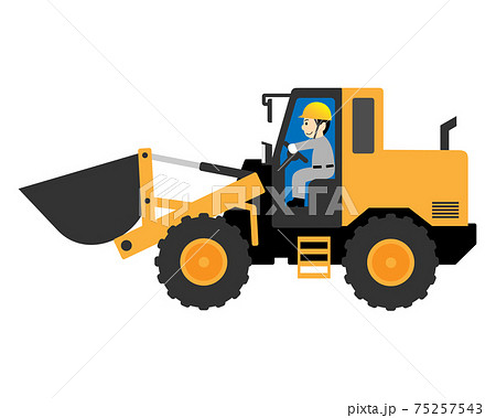ホイールローダー(ショベルローダー)を運転する男性作業員 ホイールローダー(ショベルローダー)を運転する男性作業員 75257543