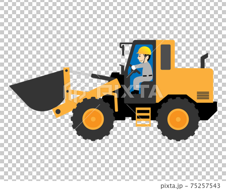 ホイールローダー(ショベルローダー)を運転する男性作業員 ホイールローダー(ショベルローダー)を運転する男性作業員 75257543