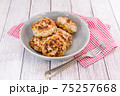 Several juicy meat patties for a family dinner on the table 75257668