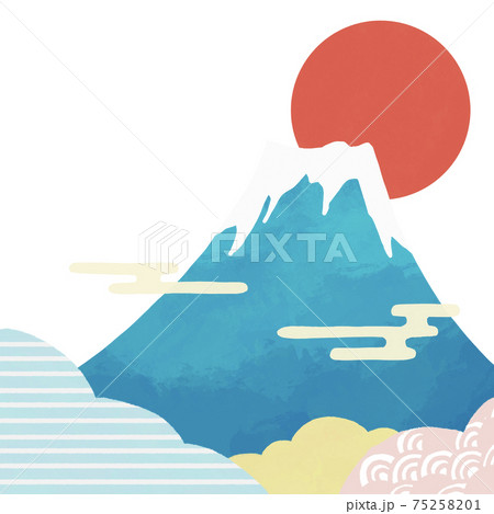 背景透過カラフルな富士山のイラスト素材