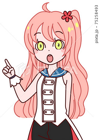 女の子 萌え系 Vチューバー 説明している場面イメージのイラスト素材