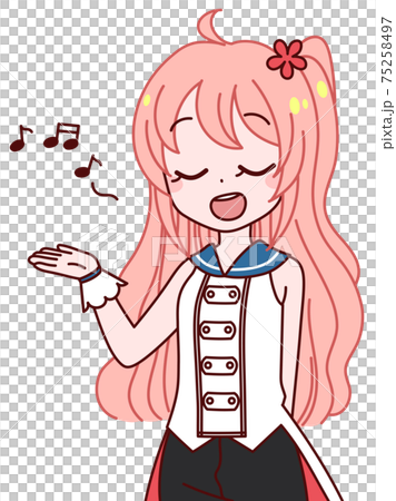 女の子 萌え系 Vチューバー 歌っているところのイラスト素材