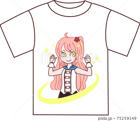 女の子 萌え系 Vチューバー グッズ Tシャツのイラスト素材