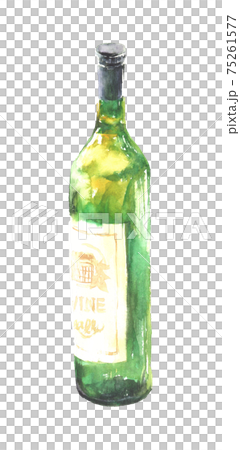 水彩で描いたワインボトルのイラストのイラスト素材