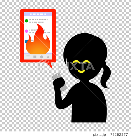 ネット炎上で喜ぶ女性イラストイメージ ネット炎上で喜ぶ女性イラストイメージ 75262377