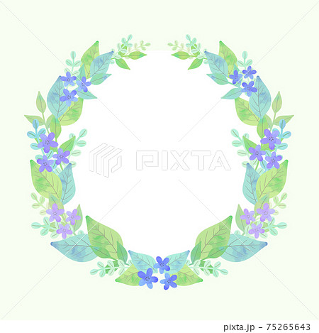 葉っぱと青い小花のリース（ベクター版） 75265643