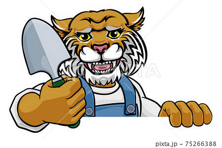 Wildcat Gardener Gardening Animal Mascot 75266388
