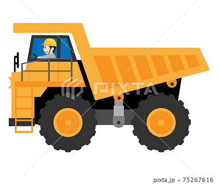 重ダンプ ホウルトラック を運転する男性作業員のイラスト素材