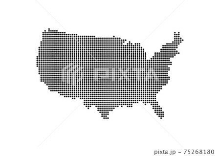 Dotted Style of black color United States map, white dotted USA map with shadows, vector, illustration, eps file 75268180