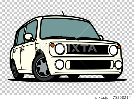 ちょい前軽自動車 白系 自動車イラストのイラスト素材