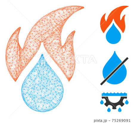 Fired Water Drop Polygonal Web Vector Mesh Illustration 75269091