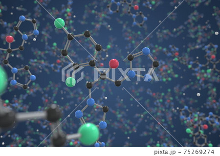 Fluconazole molecule. Ball-and-stick molecular model. Chemistry related 3d rendering 75269274