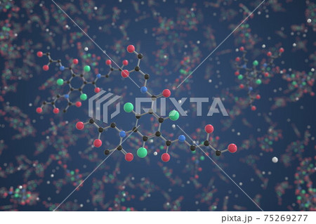 Iohexol molecule. Ball-and-stick molecular model. Chemistry related 3d rendering 75269277