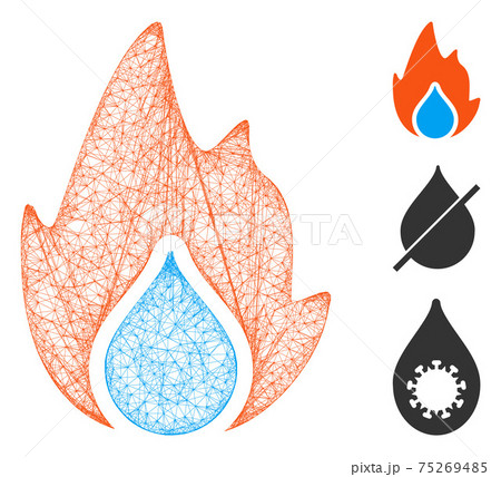 Fire and Water Drop Polygonal Web Vector Mesh Illustration 75269485