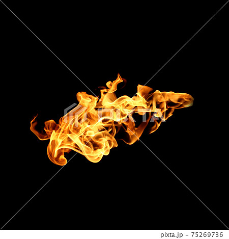 Fire flames collection isolated on black background 75269736