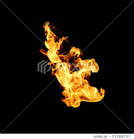Fire flames collection isolated on black background 75269737