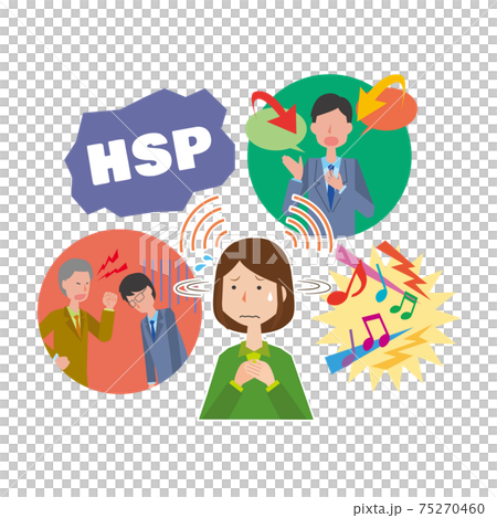 感覚が敏感で周りが気になるhsp気質の女性のイラスト素材 75270460 Pixta