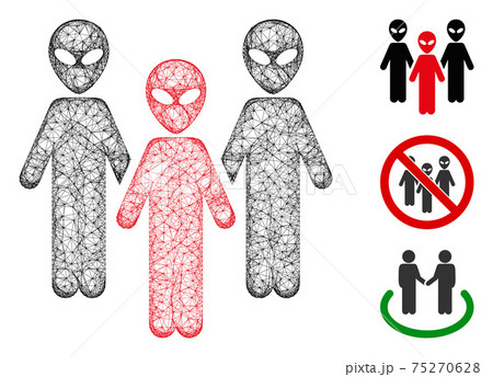 Alien Group Polygonal Web Vector Mesh Illustration 75270628