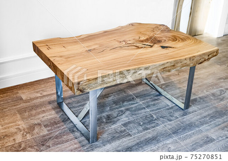 Live edge elm slab coffee table with metal base Live edge elm slab coffee table with metal base 75270851