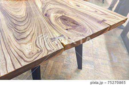 Live edge elm slab table with bow tie joint Live edge elm slab table with bow tie joint 75270865