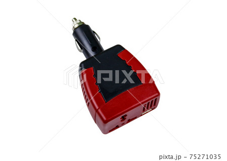 Red car inverter DC to AC isolated on a white background Red car inverter DC to AC isolated on a white background 75271035