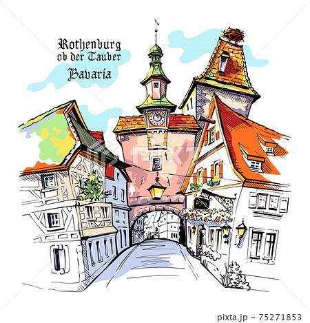 Rothenburg Ob Der Tauber Germany Stock Illustration