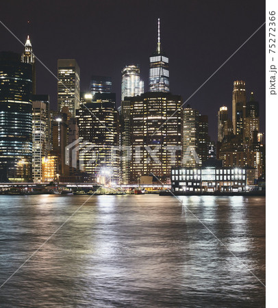 New York City skyline at night, USA. New York City skyline at night, USA. 75272366