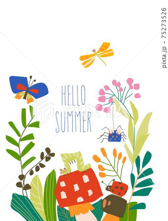 Cute cartoon insects in summer plants and flowers 75273526