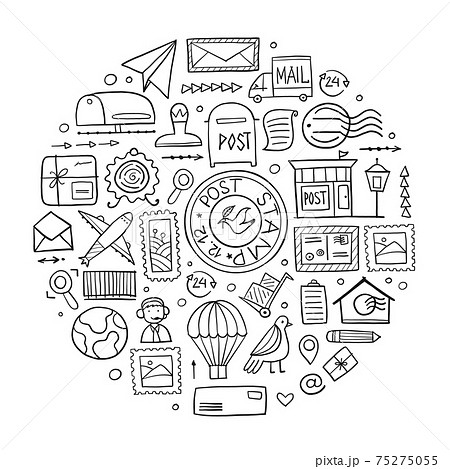 Post Office, icons collection. Art Background for your design Post Office, icons collection. Art Background for your design 75275055