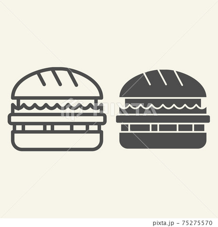 Burger line and glyph icon. Hamburger vector illustration isolated on white. Sandwich outline style design, designed for web and app. Eps 10. 75275570