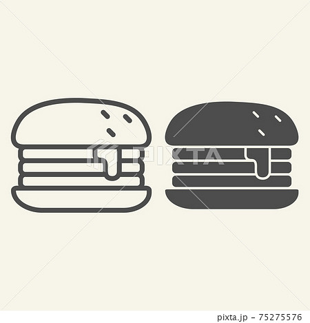 Humburger line and glyph icon. Burger vector illustration isolated on white. Bun outline style design, designed for web and app. Eps 10. Humburger line and glyph icon. Burger vector illustration isolated on white. Bun outline style design, designed for web and app. Eps 10. 75275576