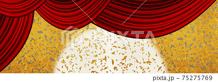 赤い幕のお祝いのステージ 75275769
