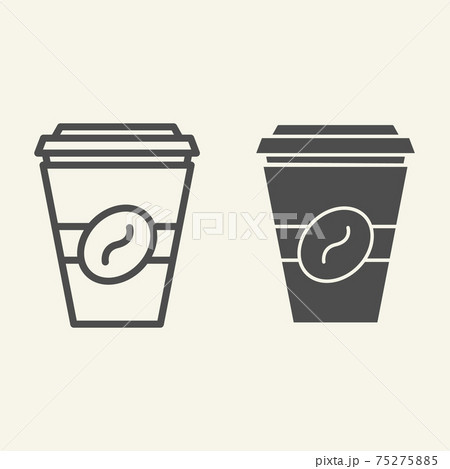 Coffee to go line and glyph icon. Disposable cup vector illustration isolated on white. Coffe takeaway outline style design, designed for web and app. Eps 10. 75275885