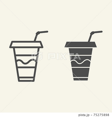 Coffee to go line and glyph icon. Drink to go vector illustration isolated on white. Takeaway cup outline style design, designed for web and app. Eps 10. 75275898
