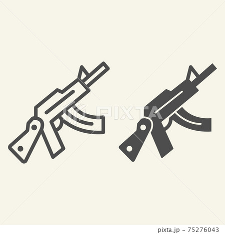 Kalashnikov assault rifle line and glyph icon. Automatic gun vector illustration isolated on white. Weapon outline style design, designed for web and app. Eps 10. 75276043