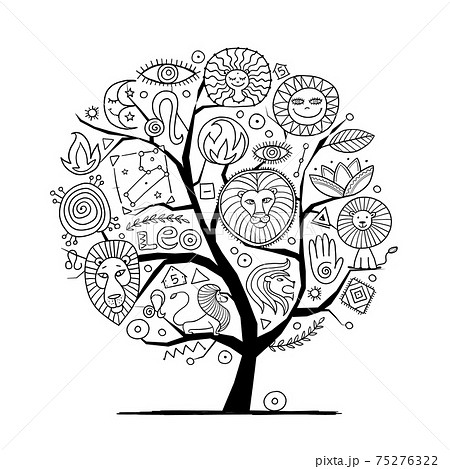 Leo Zodiac Sign. Background with design elements 75276322