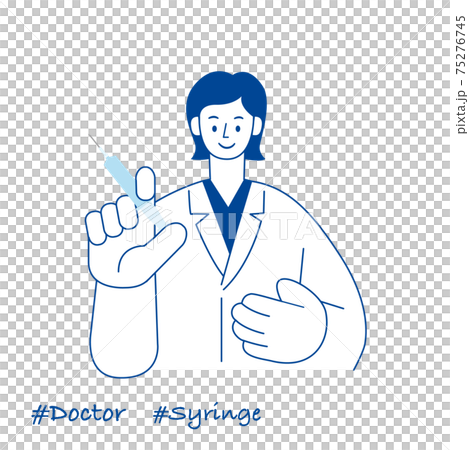 Occupational illustration / Doctor / Female doctor with a syringe Occupational illustration / Doctor / Female doctor with a syringe 75276745