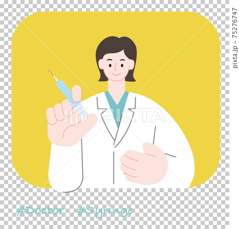 職業插圖/醫生/女醫生用注射器 75276747