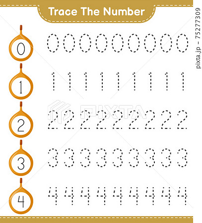 Trace the number. Tracing number with Voavanga. Educational children game, printable worksheet, vector illustration Trace the number. Tracing number with Voavanga. Educational children game, printable worksheet, vector illustration 75277309