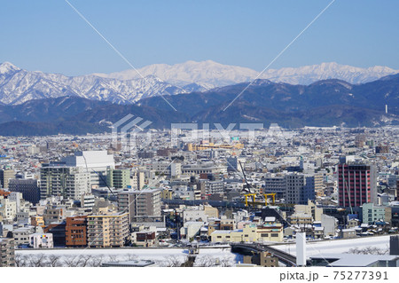 福井市風景【中央、豊島、手寄、白山方面】冬景色 福井市風景【中央、豊島、手寄、白山方面】冬景色 75277391