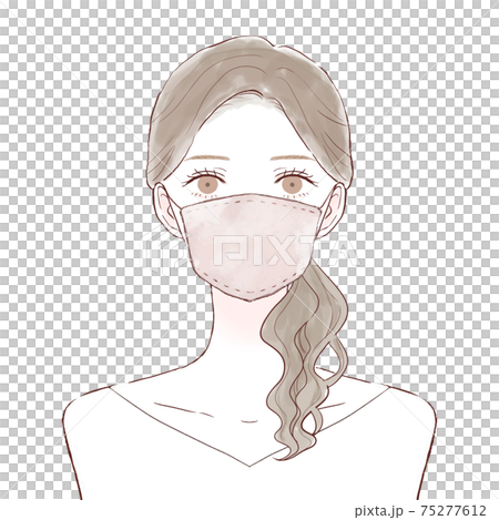 布マスクをしている女性 75277612