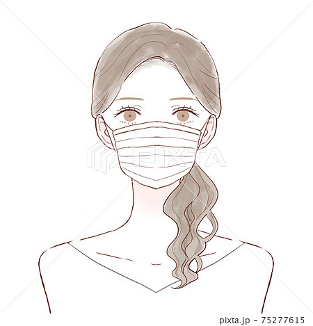 不織布マスクをしている女性 不織布マスクをしている女性 75277615