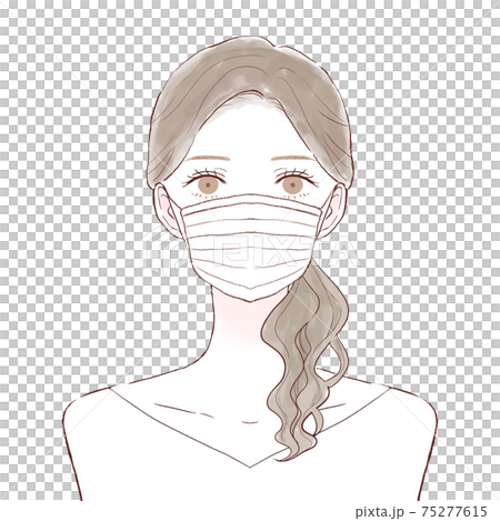 不織布マスクをしている女性 不織布マスクをしている女性 75277615