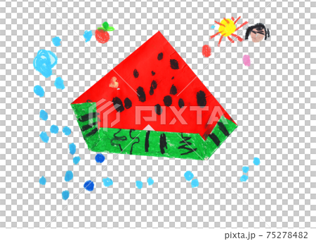 子供が描いたスイカの制作 子供が描いたスイカの制作 75278482