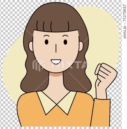 ガッツポーズで励ます女性のベクターイラストのイラスト素材 ガッツポーズで励ます女性のベクターイラストのイラスト素材