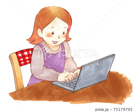 ノートパソコンで勉強する女の子 ノートパソコンで勉強する女の子 75279705