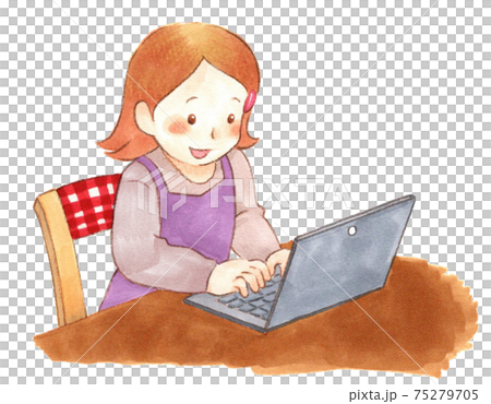 ノートパソコンで勉強する女の子 ノートパソコンで勉強する女の子 75279705
