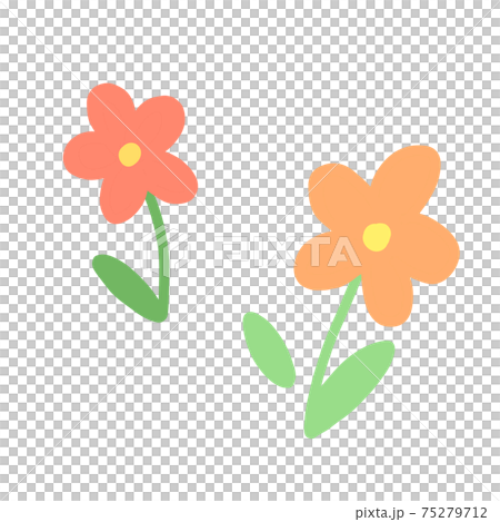 かわいいお花2輪 オレンジ色 のイラスト素材 かわいいお花2輪 オレンジ色 のイラスト素材